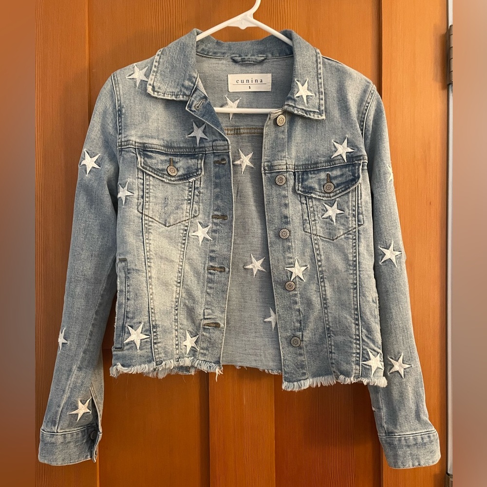 Cropped Jean Jacket with embroidered stars